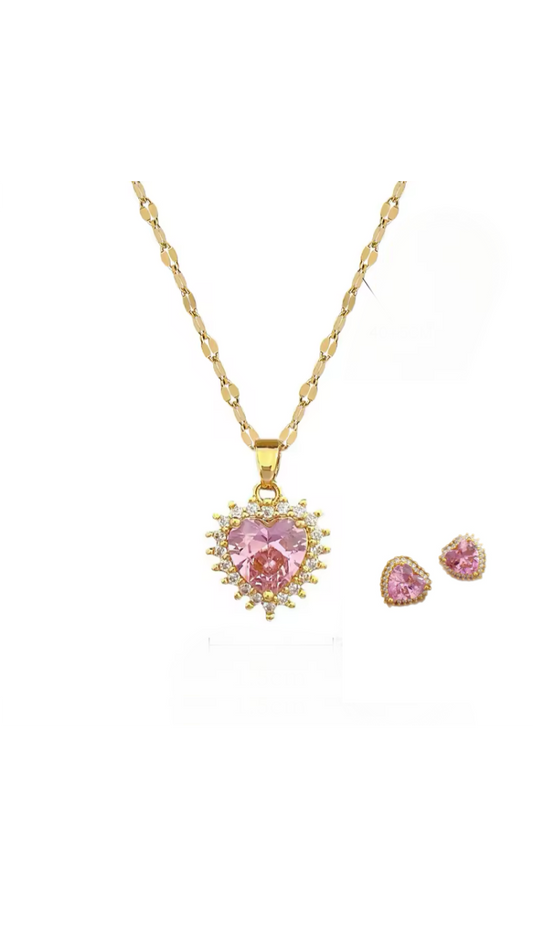 Pink Heart Crystal Set
